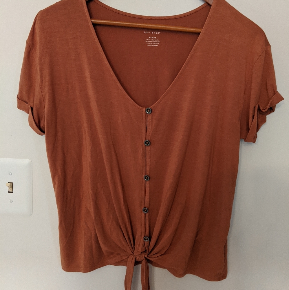 American Eagle button tie top